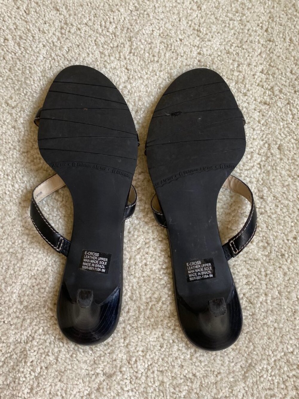 Vintage Y2K Etienne Aigner black leather strappy slide sandals, sz 9M - Picture 3 of 9